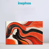 Flowing Femininity Painting | Modern Abstract Woman Canvas | Red White Black Girl with Long Hair Wall Art in Fiery Orange Tones for Modern Walls