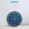 Blue Mandala Round Canvas Wall Art | Intricate Floral & Geometric Pattern with Bohemian Charm for Living Room | Meditation Space & Wall Décor