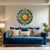 Floral Harmony Mandala | Round Geometric Canvas Painting | Wall Art in Yellow & Teal for Elegant Home Decor