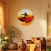 Rajasthani Grace | Round Canvas Painting | Wall Art of Traditional Indian Dancer in Vibrant Red Ghagra