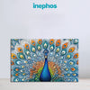 Royal Blue Peacock Painting | Traditional Indian Art Style Canvas | Royal Blue Bird with Colorful Feathers Vastu Wall Art for Living Room & Festive Decor