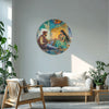 Royal Romance | Round Canvas Painting | Mughal-Style Wall Art of Couple in Traditional Court Setting