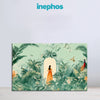 Mystic Jungle Gateway Painting | Green Tropical Nature Canvas with Woman in Orange Dress | Beautiful Lady Walking to Door Wall Art for Modern Home Decor