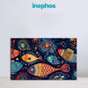 Underwater World Painting | Colorful Fish Folk Art Canvas | Beautiful Vibrant Underworld Creatures Wall Art for Kids Room & Creative Spaces
