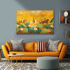 Royal Lotus Parade Painting | Rajasthani Traditional Canvas | Horses & Peacocks Wall Art for Home Décor