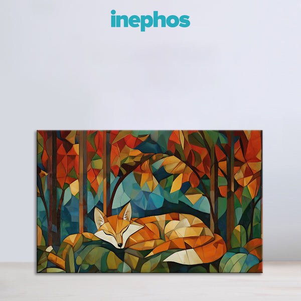 Geometric Fox Painting | Modern Abstract Wildlife Canvas | Autumn Forest Wall Art for Modern Home & Office Décor