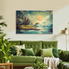 Enchanted Castle by the Lake Painting | Dreamy Fantasy Landscape Canvas | Fairy Tale Wall Art for Living Room & Kids Room Decor
