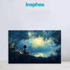 Girl by the Lake Painting | Dreamy Night Forest Canvas | Fantasy Wall Art for Bedroom & Reading Corners