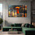 Woman with Umbrella Painting | Rainy Night City Street Canvas | Monsoon Urban Scene | Moody Reflection Wall Art for Living Room Décor