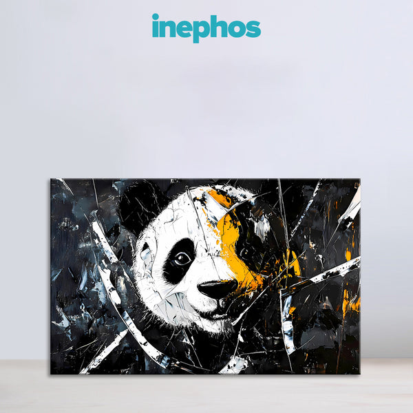 Panda Painting | Abstract Black & White Animal Canvas | Funky Wildlife Wall Art for Kids’ Room, Studio & Modern Décor