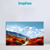 Adventurers in Autumn | Scenic Snow Mountain Landscape Canvas Painting | Wall Art for Living Room & Bedroom