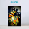 Man with Spanish Guitar Painting | Dramatic Musician in Yellow & Green Robe Canvas Portrait for Home Library & Studio | Artistic Abstract Wall Art for Music Lovers & Creative Spaces