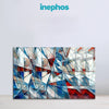 Abstract geometric design with colorful patterns on a light gray background, featuring the brand 'inephos'.