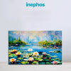 Water Lily Pond Canvas Painting for Living Room & Bedroom | Serene Nature Wall Art with Lotus Flowers & Lake View