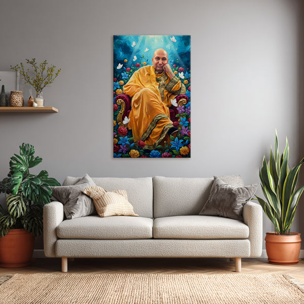 Shukrana Baba Canvas Painting | Spiritual Wall Art for Living Room & Bedroom | Meditation and Pooja Room Home Decor