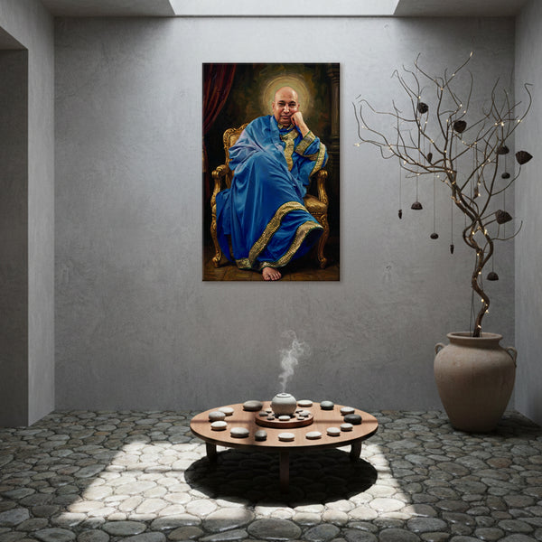 Shukrana Guruji Canvas Painting | Calm Devotional Wall Art with Serene Blue Tones | Home, Prayer & Meditation Room Decor
