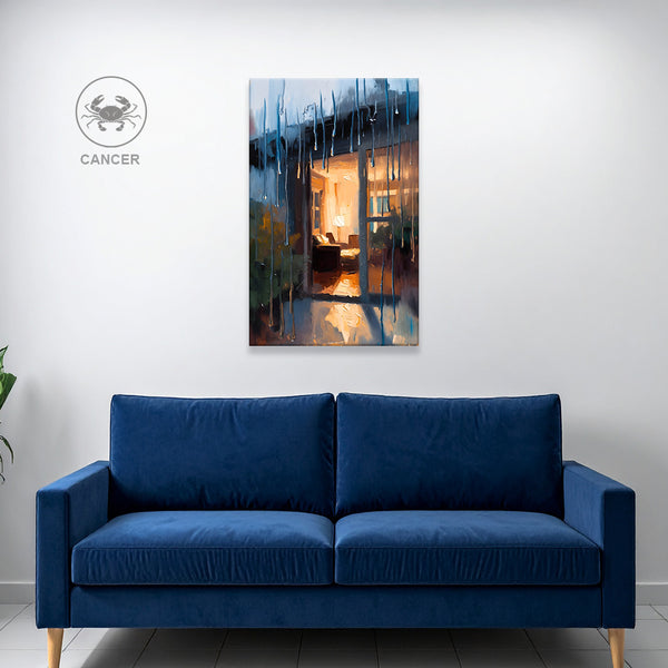 Cancer Zodiac Wall Art | Emotional Comfort, Security & Family Warmth | Shelter of Warmth | Cozy Home Canvas Painting | Cancer Water Sign Nurturing Energy Astrology Artwork | Living Rooms, Bedrooms & Family Spaces