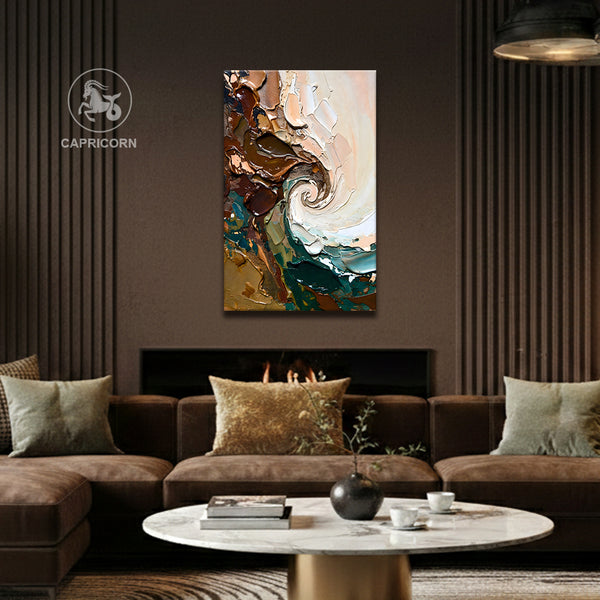 Capricorn Zodiac Wall Art | Discipline, Persistence & Steady Growth | Disciplined Evolution | Abstract Earth Energy Canvas Painting | Capricorn Earth Sign Endurance & Progress Astrology Artwork | Workspaces, Study Rooms & Long-Term Success Zones