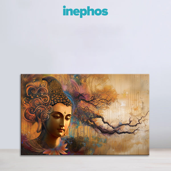 Serene Buddha Canvas Painting | Spiritual Abstract Wall Art for Living Room, Meditation Room & Office Décor