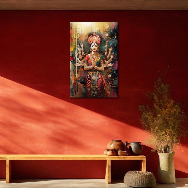 Goddess Durga Canvas Painting | Powerful Maa Durga Wall Art for Home Temple, Living Room & Office Décor