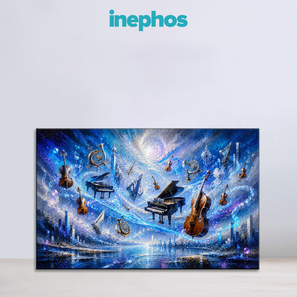 Aquarius Zodiac Wall Art | Celestial Symphony of Creativity & Innovation | Futuristic Musical Cosmos Astrology Canvas Painting | Vision, Imagination & Artistic Freedom Decor