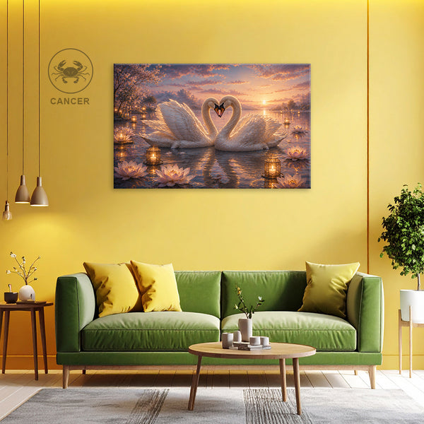 Cancer Zodiac Wall Art | Love, Emotional Harmony & Soulful Connection | Moonlit Twin Souls | Sacred Water Energy Canvas Painting | Cancer Water Sign Astrology Artwork | Romance, Peace & Heart-Centered Spaces