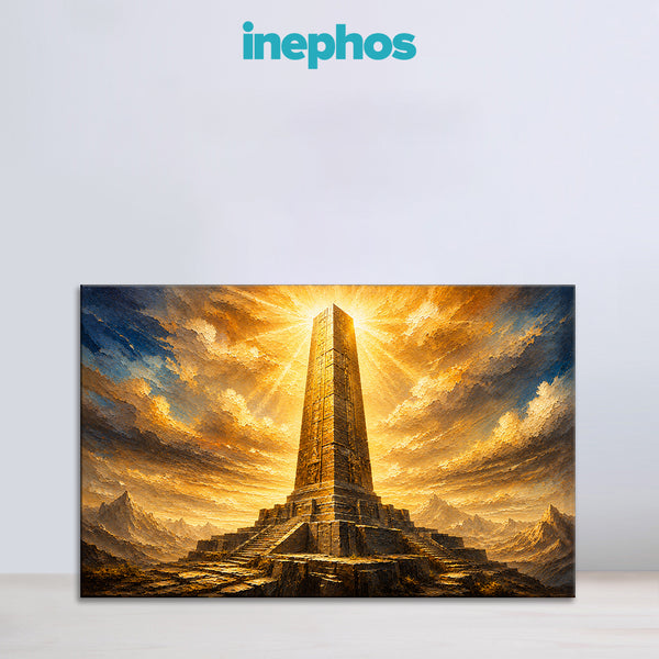 Capricorn Zodiac Wall Art | Golden Monument of Legacy & Authority | Celestial Obelisk Astrology Canvas Painting | Discipline, Stability & Power Artwork | Luxury Capricorn Spiritual Decor