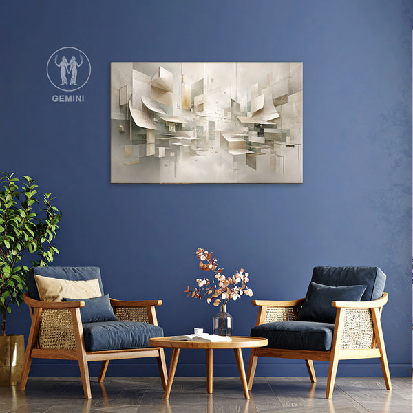 Gemini Zodiac Wall Art | Intelligence, Adaptability & Infinite Possibilities | Floating Mindscape | Dual Thought Architecture Canvas Painting | Gemini Air Sign Astrology Artwork | Creativity, Innovation & Modern Conscious Spaces