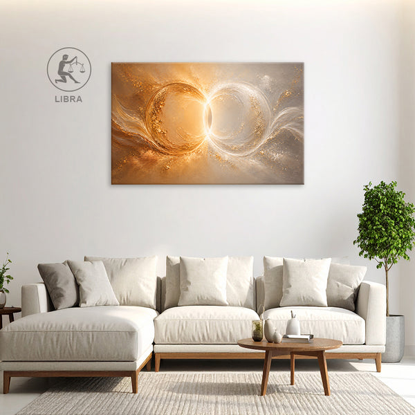 Libra Zodiac Wall Art | Balance, Unity & Divine Harmony | Eternal Equilibrium Flow | Air Energy Canvas Painting | Libra Air Sign Astrology Artwork | Peace, Love & Harmonious Luxury Spaces