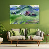 Tranquil Green Valley Watercolor Canvas Painting for Home & Office