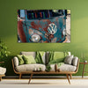 Vintage Rusted Volkswagen Van Canvas Painting for Living Room, Office, and Garage Decor