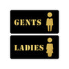 Inephos Acrylic Washroom Signage – Gents and Ladies Toilet Door Sign – Black and Gold – Set of 2