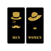 Men & Women Washroom Acrylic Signage with Hat Design | Premium Black & Gold Toilet Sign Board | Stylish Restroom Sign for Office, Hotel & Commercial Spaces