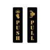 Inephos Acrylic Door Signage – Push and Pull Door Sign – Black and Gold – Set of 2