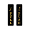 Inephos Acrylic Door Instruction Sign – Pull and Push Direction Indicator – Black and Gold – Set of 2