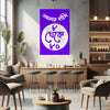 Modern interior with a purple sign on the wall