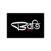 Black rectangular banner with white and red text on a white background