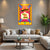 Living room with a colorful decorative poster on the wall above a sofa.