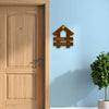 Welcome to Our Home Wooden House Shape Name Plate | Custom Flat Number & Family Name Plate with Ganesh Symbol | Decorative Home Entrance Board for Wall or Door
