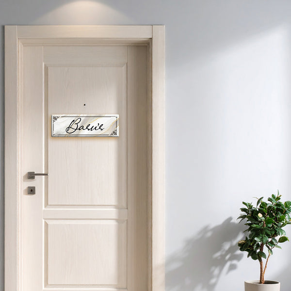 Modern Black Name Plate with Elegant Border | Personalized Home or Office Door Plate | Modern Rectangular Acrylic Name Board with House Number for Wall or Flat Entrance