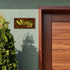 Golden Acrylic Name Plate With Feather Design | Personalized Wall Sign For Flats, Homes & Apartments, House Number Included