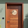 Peacock Feather Wooden Name Plate | Round Personalized Door Sign With Krishna Theme For Flats And Modern Homes