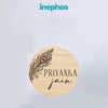 Peacock Feather Wooden Name Plate | Round Personalized Door Sign With Krishna Theme For Flats And Modern Homes