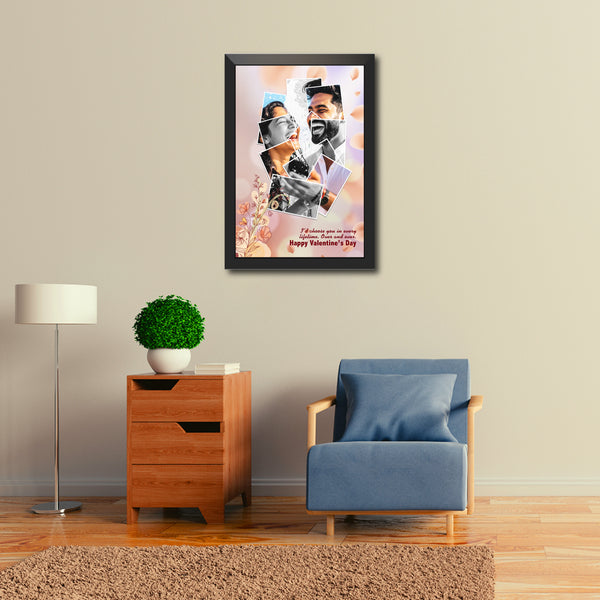 Personalized Couple Photo Frame with Love Collage | Custom Romantic Photo Frame for Valentine, Anniversary & Wedding Gift | Premium PVC Frame