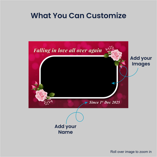 Personalized Couple Photo Frame with Romantic Quote | Custom Horizontal Love Photo Frame for Valentine, Anniversary & Wedding Gift | Premium PVC Frame